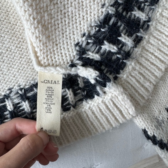 THE GREAT. Black and White Patterned Cardigan - Picture 11 of 13